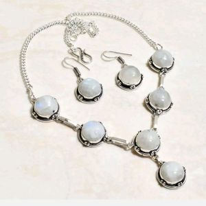 New moonstone sterling silver necklace & earrings set